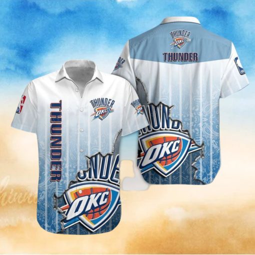 Nba Oklahoma City Thunder Bright Blue Scratch Trendy Hawaiian Shirt Aloha Shirt