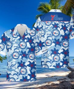 Nba Philadelphia 76Ers Tropical Lily Flowers Trendy Hawaiian Shirt V2 Aloha Shirt