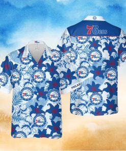 Nba Philadelphia 76Ers Tropical Lily Flowers Trendy Hawaiian Shirt V2 Aloha Shirt
