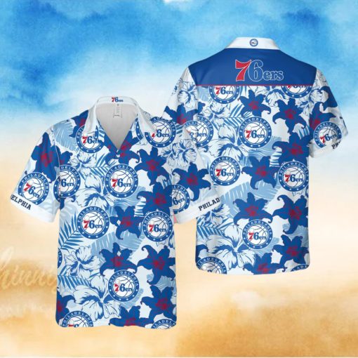 Nba Philadelphia 76Ers Tropical Lily Flowers Trendy Hawaiian Shirt V2 Aloha Shirt