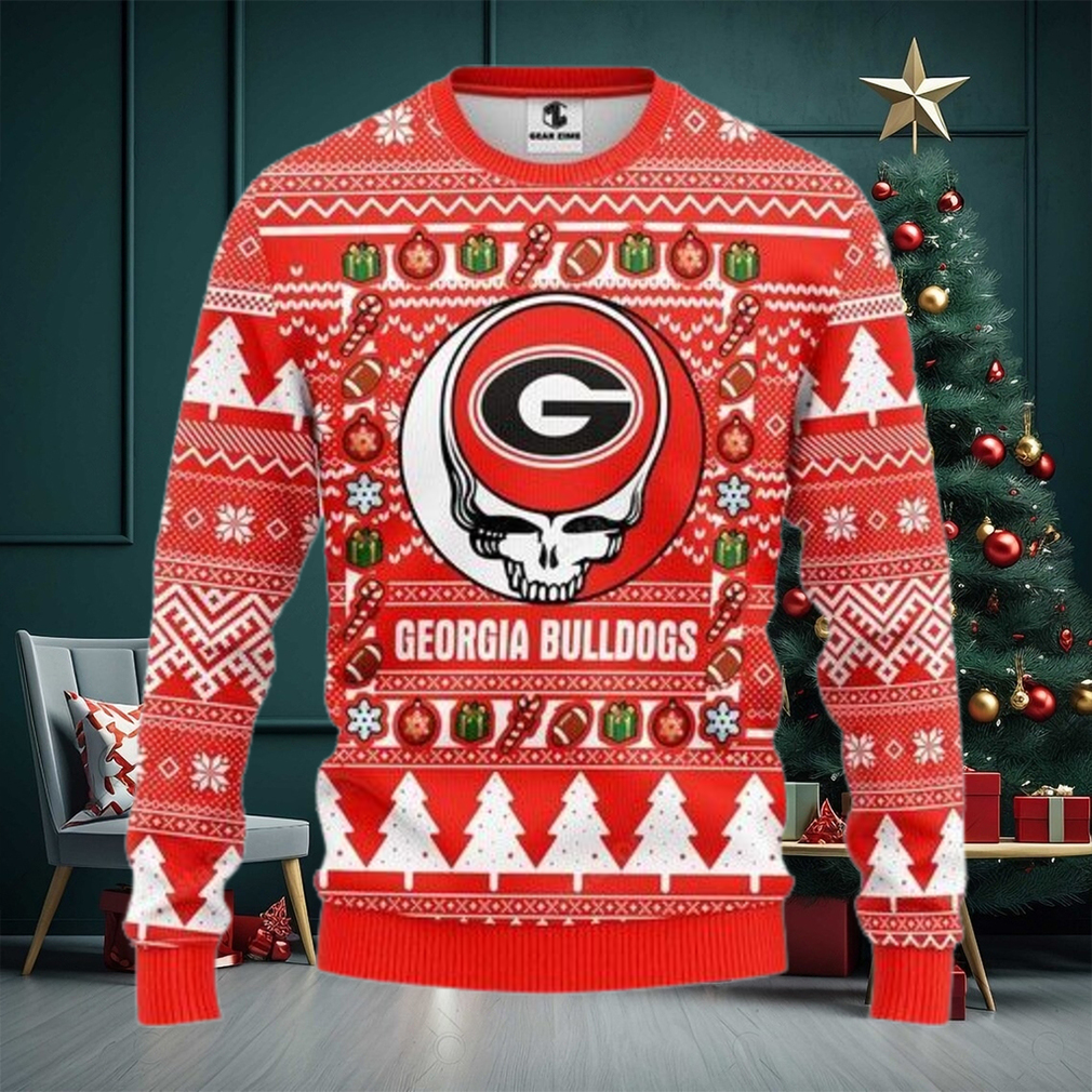 NFL Georgia Bulldogs Skull Flower Ugly Christmas Ugly Sweater –