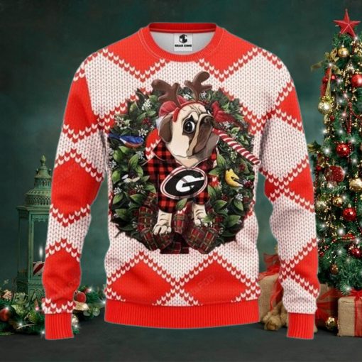 Ncaa Georgia Bulldogs Pug Dog Ugly Christmas Sweater, All Over Print Sweatshirt, Ugly Sweater, Christmas Sweaters, Hoodie, Sweater