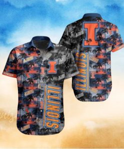 Ncaa Illinois Fighting Illini Coconut Trees Trendy Hawaiian Shirt Aloha Shirt