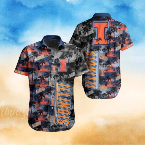 Ncaa Illinois Fighting Illini Coconut Trees Trendy Hawaiian Shirt Aloha Shirt