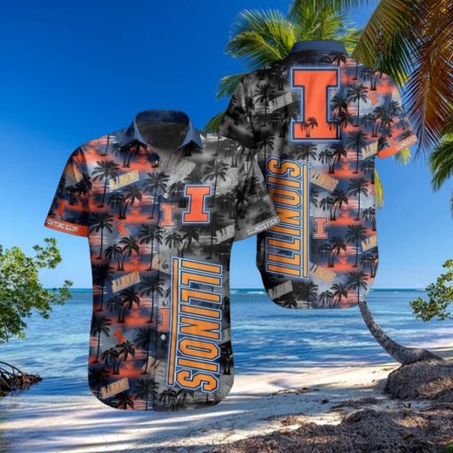 Ncaa Illinois Fighting Illini Coconut Trees Trendy Hawaiian Shirt Aloha Shirt