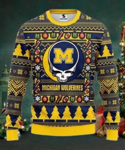 Ncaa Michigan Wolverines Grateful Dead Ugly Christmas Sweater All Over
