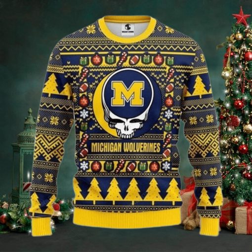 Ncaa Michigan Wolverines Grateful Dead Ugly Christmas Sweater All Over