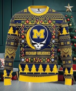 Ncaa Michigan Wolverines Grateful Dead Ugly Christmas Sweater All Over