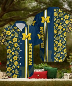 Ncaa Michigan Wolverines Maize Flowers Blue Trendy Hawaiian Shirt Aloha Shirt