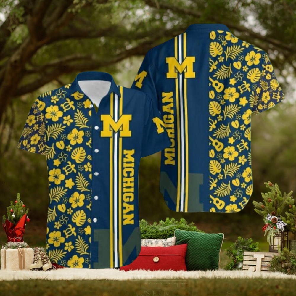 Ncaa Michigan Wolverines Maize Flowers Blue Trendy Hawaiian Shirt Aloha Shirt Ncaa Michigan Wolverines Maize Flowers Blue Trendy Hawaiian Shirt Aloha Shirt