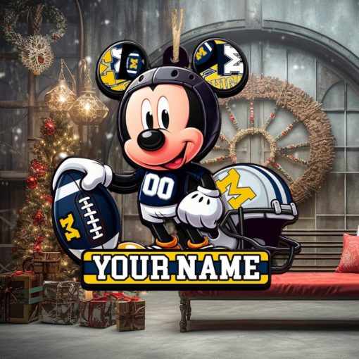 Ncaa Michigan Wolverines Mickey Mouse Ornament Personalized Your Name