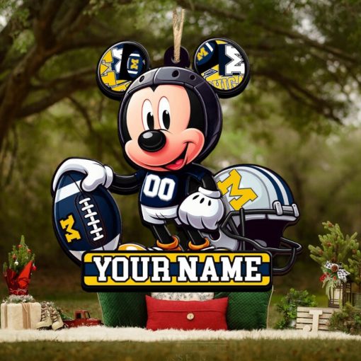 Ncaa Michigan Wolverines Mickey Mouse Ornament Personalized Your Name