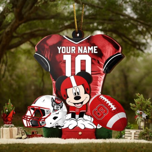 Ncaa Nc State Wolfpack Mickey Mouse Christmas Ornament Custom Your Name And Number