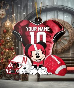 Ncaa Nebraska Cornhuskers Mickey Mouse Christmas Ornament Custom Your Name And Number