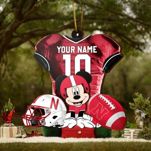 Ncaa Nebraska Cornhuskers Mickey Mouse Christmas Ornament Custom Your Name And Number