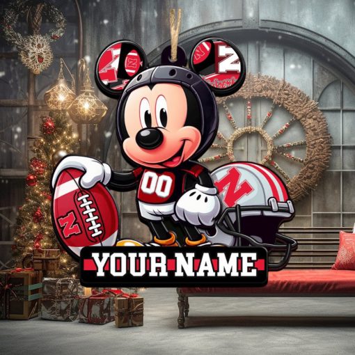 Ncaa Nebraska Cornhuskers Mickey Mouse Ornament Personalized Your Name