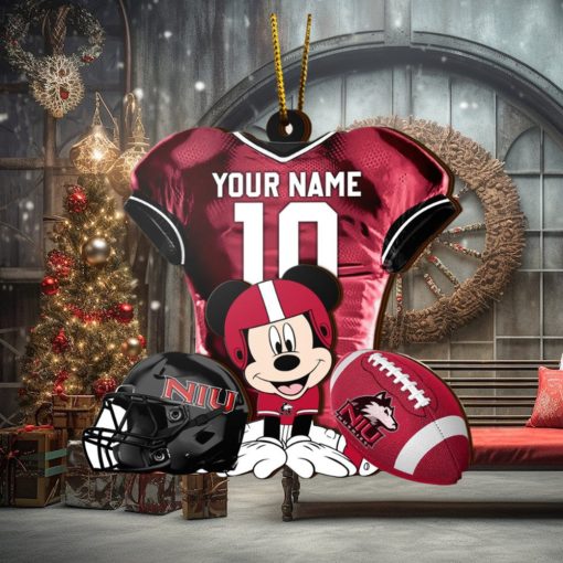 Ncaa Northern Illinois Huskies Mickey Mouse Christmas Ornament Custom Your Name And Number