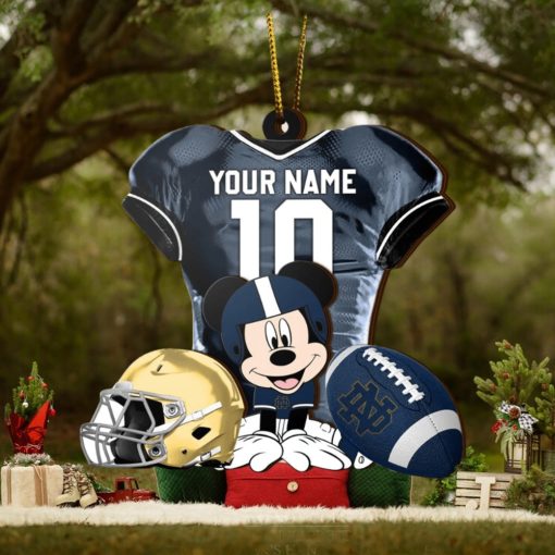 Ncaa Notre Dame Fighting Irish Mickey Mouse Christmas Ornament Custom Your Name And Number