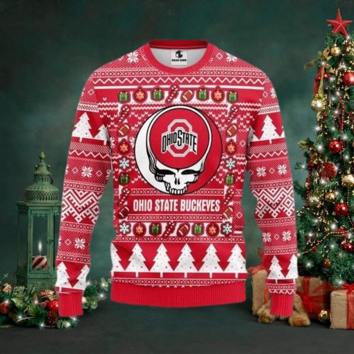 Ncaa Ohio State Buckeyes Grateful Dead Ugly Christmas Sweater, All Over Print Sweatshirt, Ugly Sweater, Christmas Sweaters, Hoodie, Sweater