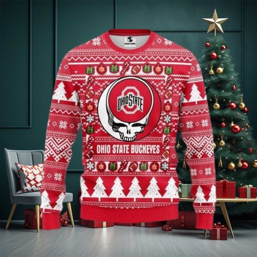 Ncaa Ohio State Buckeyes Grateful Dead Ugly Christmas Sweater, All Over Print Sweatshirt, Ugly Sweater, Christmas Sweaters, Hoodie, Sweater