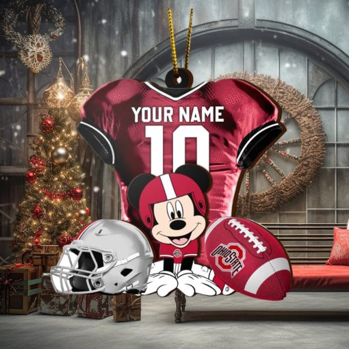 Ncaa Ohio State Buckeyes Mickey Mouse Christmas Ornament Custom Your Name And Number