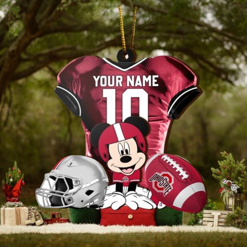 Ncaa Ohio State Buckeyes Mickey Mouse Christmas Ornament Custom Your Name And Number