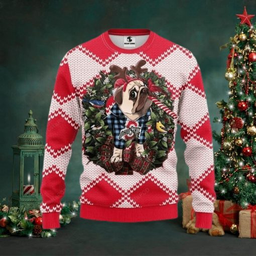 Ncaa Ohio State Buckeyes Pug Dog Ugly Christmas Sweater, All Over Print Sweatshirt, Ugly Sweater, Christmas Sweaters, Hoodie, Sweater