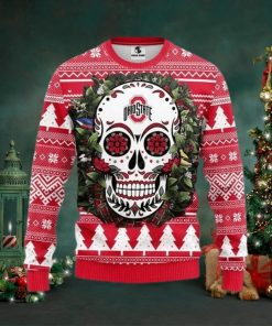 Ncaa Ohio State Buckeyes Skull Flower Ugly Christmas Sweater, All Over Print Sweatshirt, Ugly Sweater, Christmas Sweaters, Hoodie, Sweater