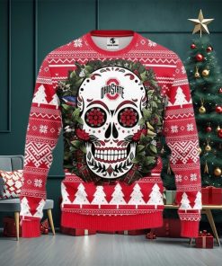 Ncaa Ohio State Buckeyes Skull Flower Ugly Christmas Sweater, All Over Print Sweatshirt, Ugly Sweater, Christmas Sweaters, Hoodie, Sweater