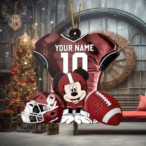 Ncaa Oklahoma Sooners Mickey Mouse Christmas Ornament Custom Your Name And Number