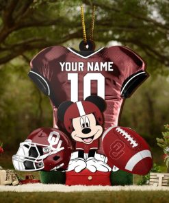 Ncaa Oklahoma Sooners Mickey Mouse Christmas Ornament Custom Your Name And Number