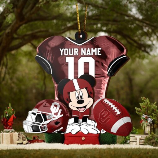 Ncaa Oklahoma Sooners Mickey Mouse Christmas Ornament Custom Your Name And Number