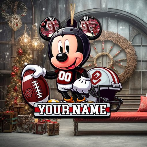 Ncaa Oklahoma Sooners Mickey Mouse Ornament Personalized Your Name