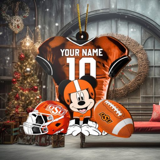 Ncaa Oklahoma State Cowboys Mickey Mouse Christmas Ornament Custom Your Name And Number