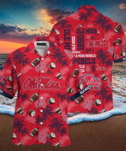 Ncaa Ole Miss Rebels Coconuts Red Hawaiian Shirt Aloha Casual Shirt For Men And Women