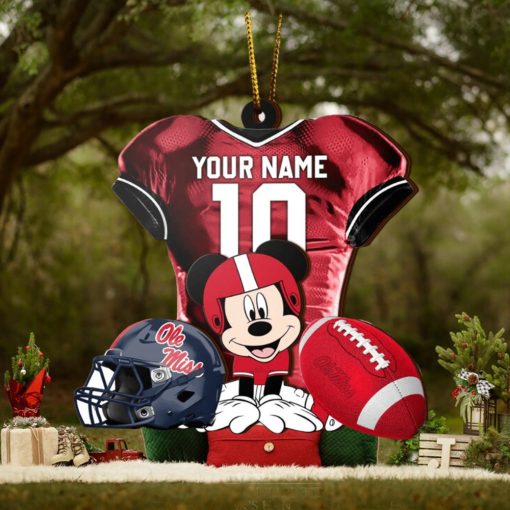 Ncaa Ole Miss Rebels Mickey Mouse Christmas Ornament Custom Your Name And Number