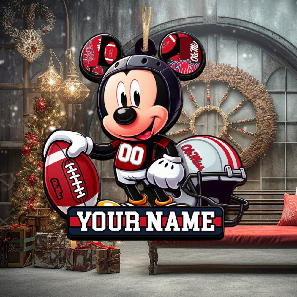 Ncaa Ole Miss Rebels Mickey Mouse Ornament Personalized Your Name Ncaa Ole Miss Rebels Mickey Mouse Ornament Personalized Your Name