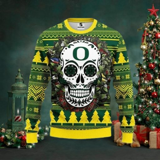 Ncaa Oregon Ducks Skull Ugly Christmas Sweater, All Over Print Sweatshirt, Ugly Sweater, Christmas Sweaters, Hoodie, Sweater