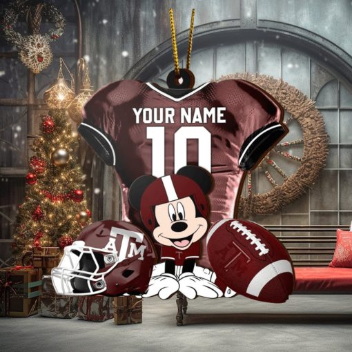 Ncaa Texas A&M Aggies Mickey Mouse Christmas Ornament Custom Your Name And Number