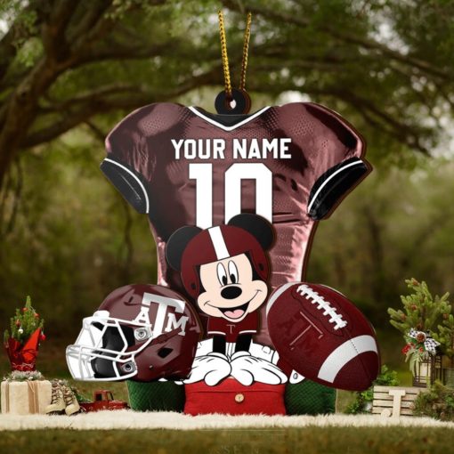 Ncaa Texas A&M Aggies Mickey Mouse Christmas Ornament Custom Your Name And Number