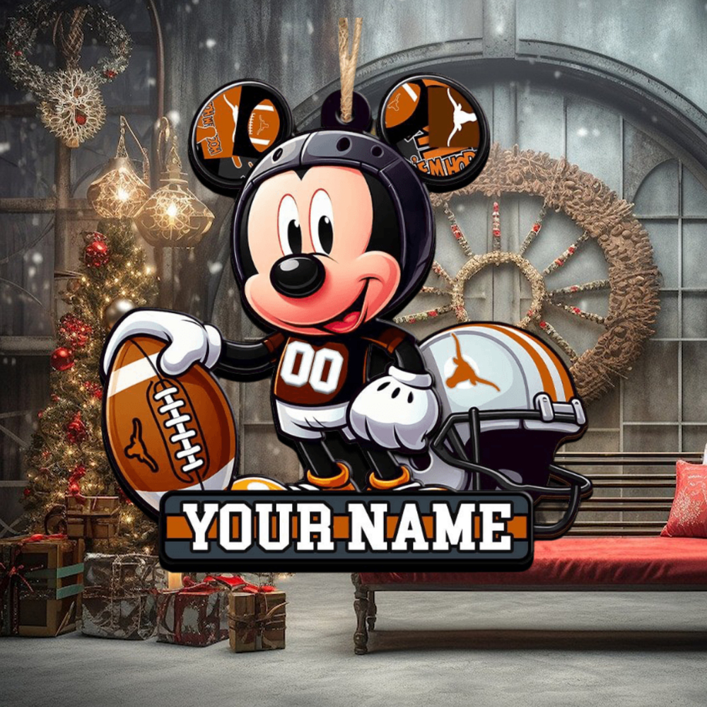 Ncaa Texas Longhorns Mickey Mouse Ornament Personalized Your Name Ncaa Texas Longhorns Mickey Mouse Ornament Personalized Your Name