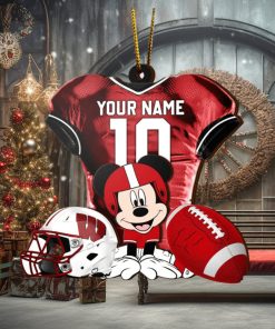 Ncaa Wisconsin Badgers Mickey Mouse Christmas Ornament Custom Your Name And Number