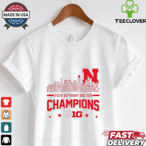 Nebraska Cornhuskers 2024 Outright Big Ten Champions name city skyline shirt