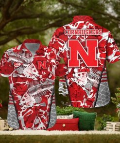 Nebraska Cornhuskers Fishing Short Sleeve Button Up Tropical Hawaiian Shirt