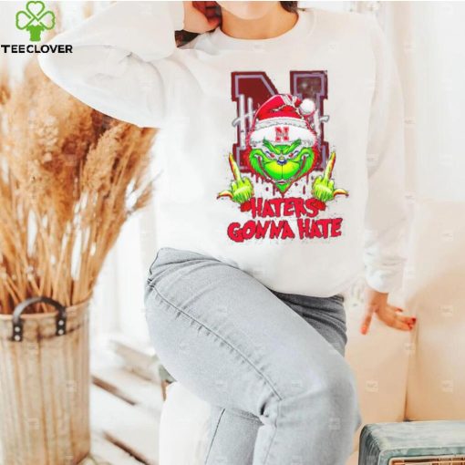 Nebraska Cornhuskers Grinch middle finger haters gonna hate hoodie, sweater, longsleeve, shirt v-neck, t-shirt