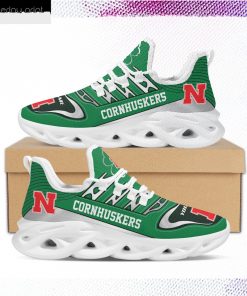 Nebraska Cornhuskers NCAA St. Patrick's Day Shamrock Custom Name Clunky Max Soul Shoes Sneakers For Mens Womens