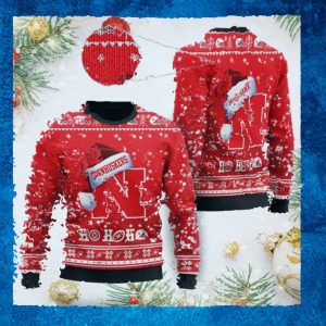 Nebraska Cornhuskers NCAA Symbol Wearing Santa Claus Hat Cute Pattern Ho Ho Ho Custom Personalized Ugly Christmas Sweater Wool