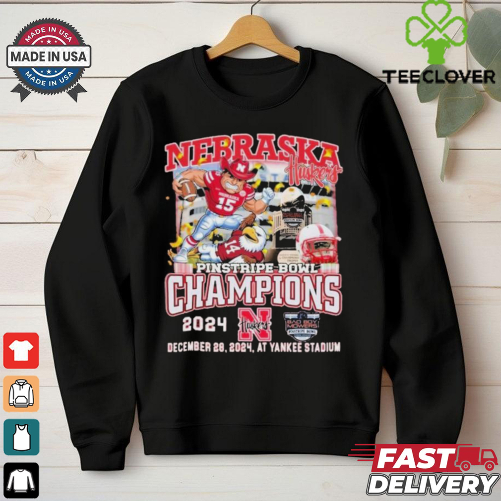 Nebraska Cornhuskers Pinstripe Bowl Champions 2024 Mascot T shirts Nebraska Cornhuskers Pinstripe Bowl Champions 2024 Mascot T shirts