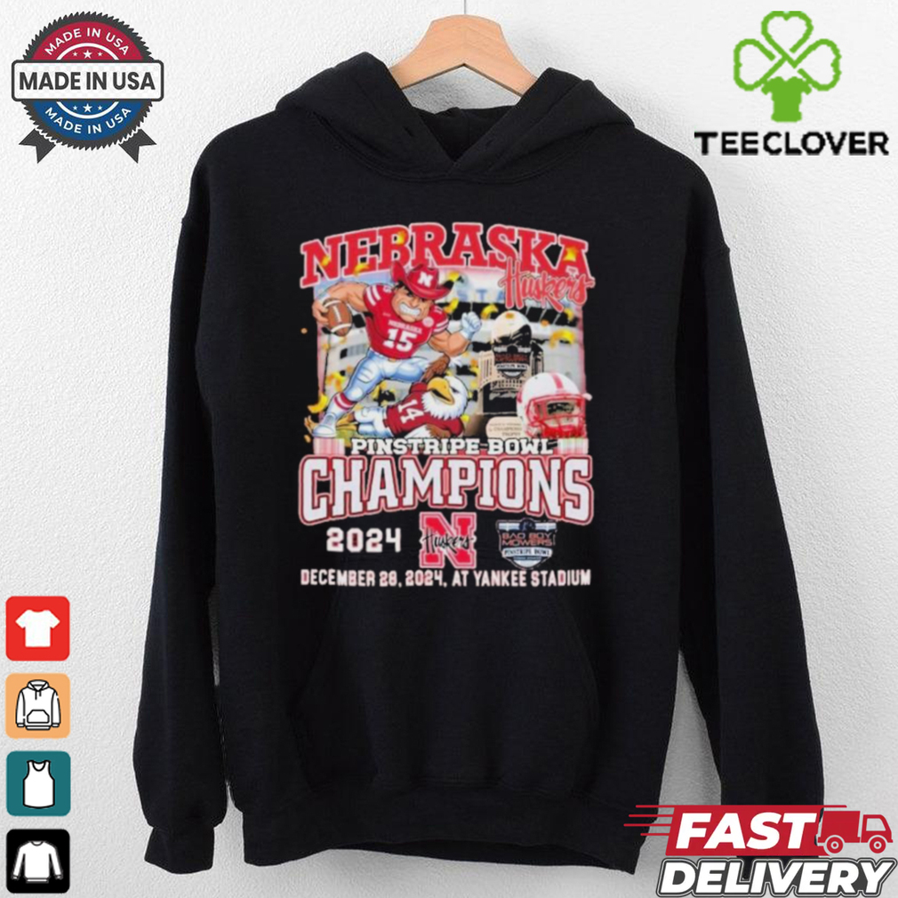 Nebraska Cornhuskers Pinstripe Bowl Champions 2024 Mascot T shirts Nebraska Cornhuskers Pinstripe Bowl Champions 2024 Mascot T shirts