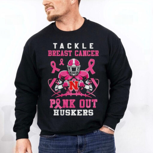 Nebraska Cornhuskers Tide Tackle Breast Pink Out Huskers Shirt